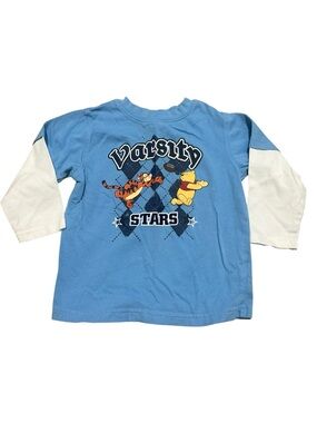 Disney Winnie the Pooh Tigger Boys T-Shirt 18 MOS Blue White Long Sleeve Y2K